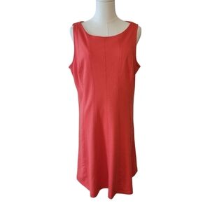Ann Taylor Coral Red Sleeveless Fit and Flare Dress Size 12